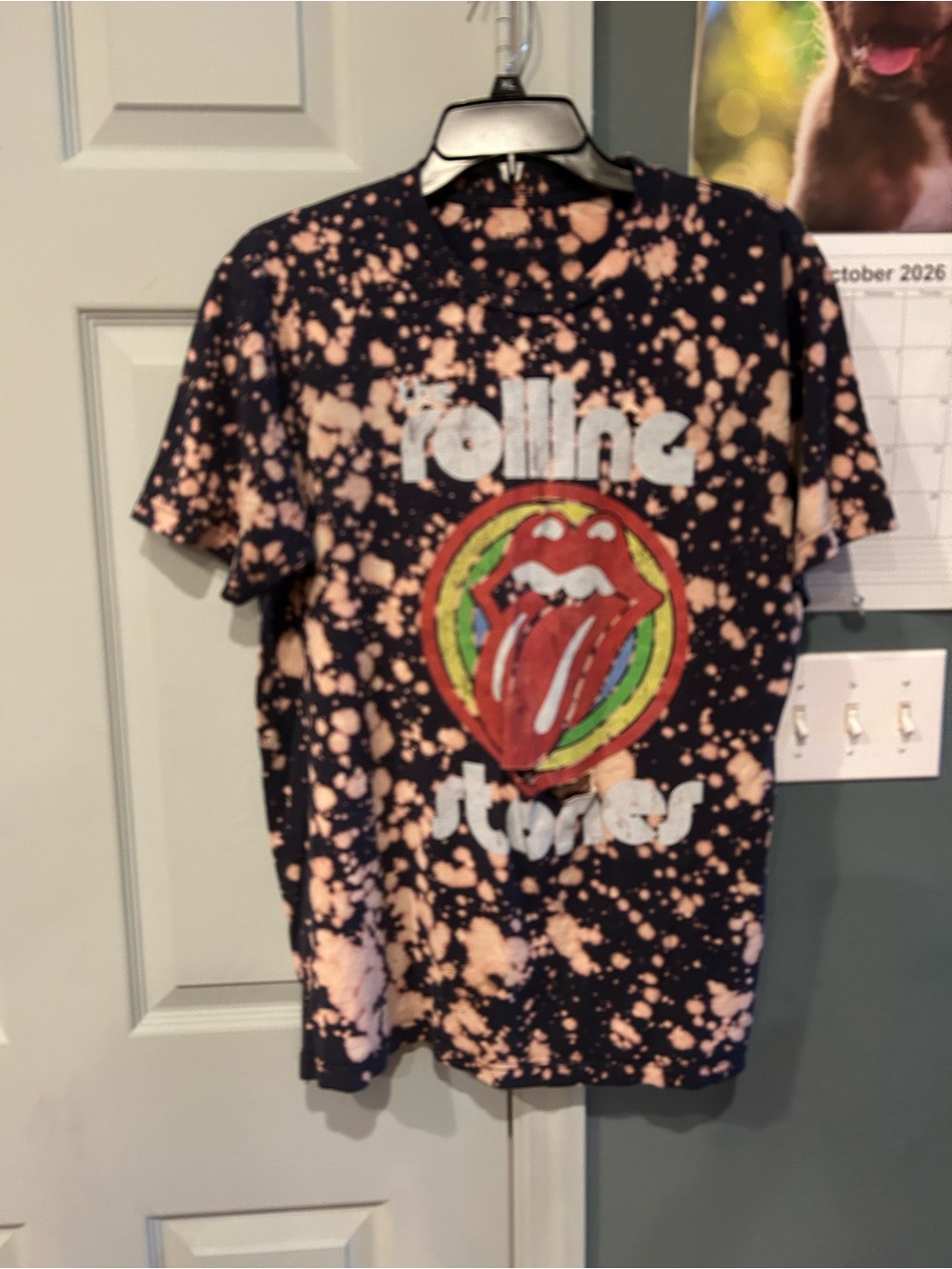 Vintage Rolling Stones T shirt Black Bleach-Splash Graphic Unisex